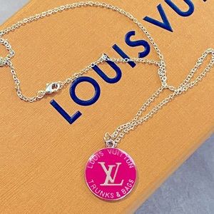 Authentic Louis Vuitton Upcycled Luggage Tag w/18K gold plated necklace